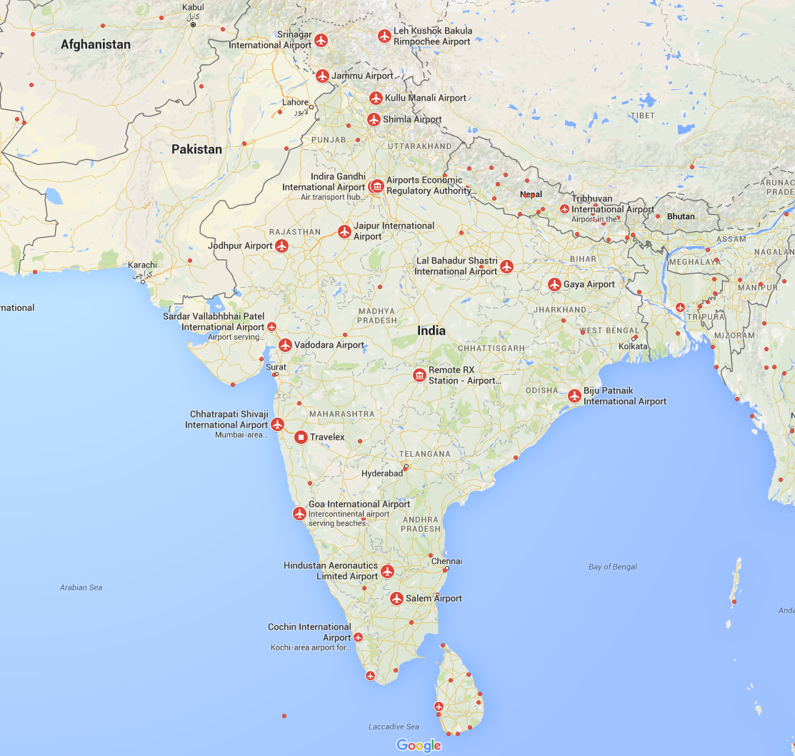 INDIA AIRPORTS MAP